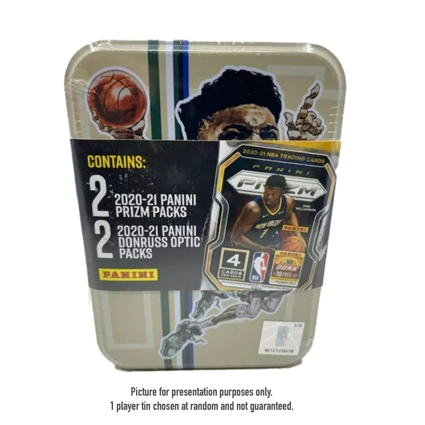 NBA Basketball Tin - 2 Packs Panini Prizm & 2 Packs Panini Donruss Optic Cards