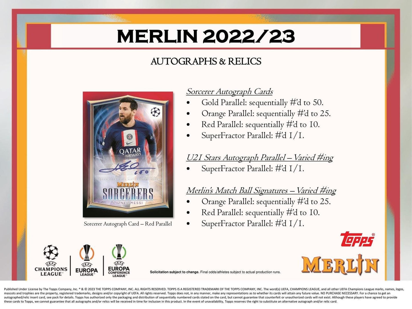 22-23 Topps Merlin Chrome  UEFA Club Competitions Soccer Hobby Box Cards