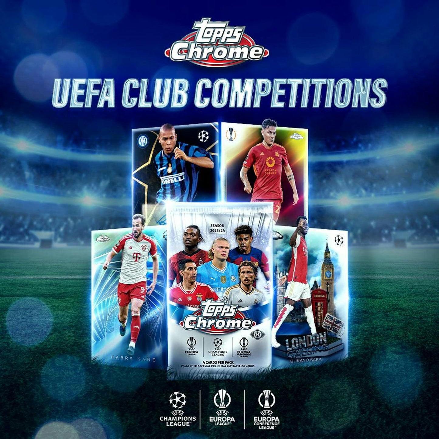 2023-24 Topps Chrome UEFA Club Competitions Football Soccer Hobby Box