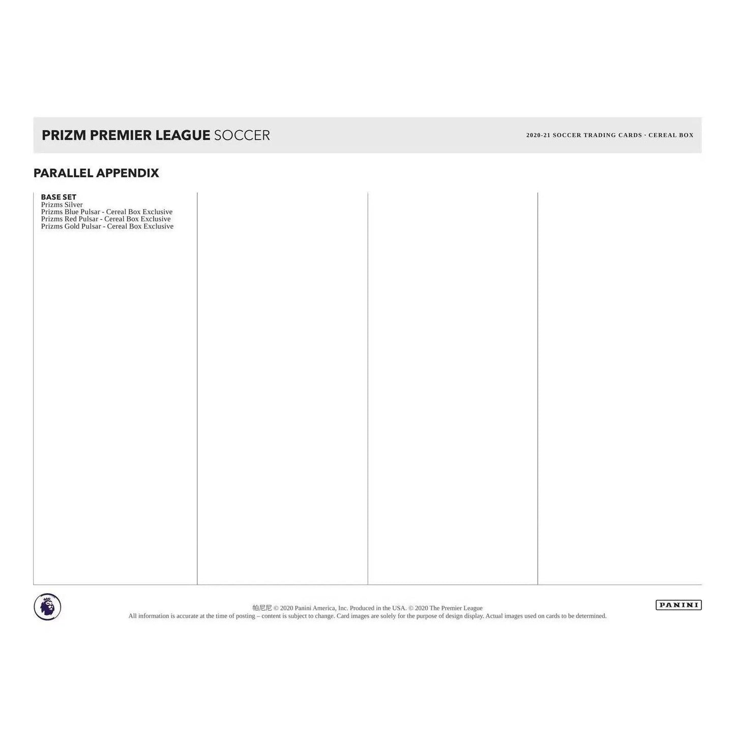 2020/21 Panini Prizm Premier League EPL Soccer Cereal Box