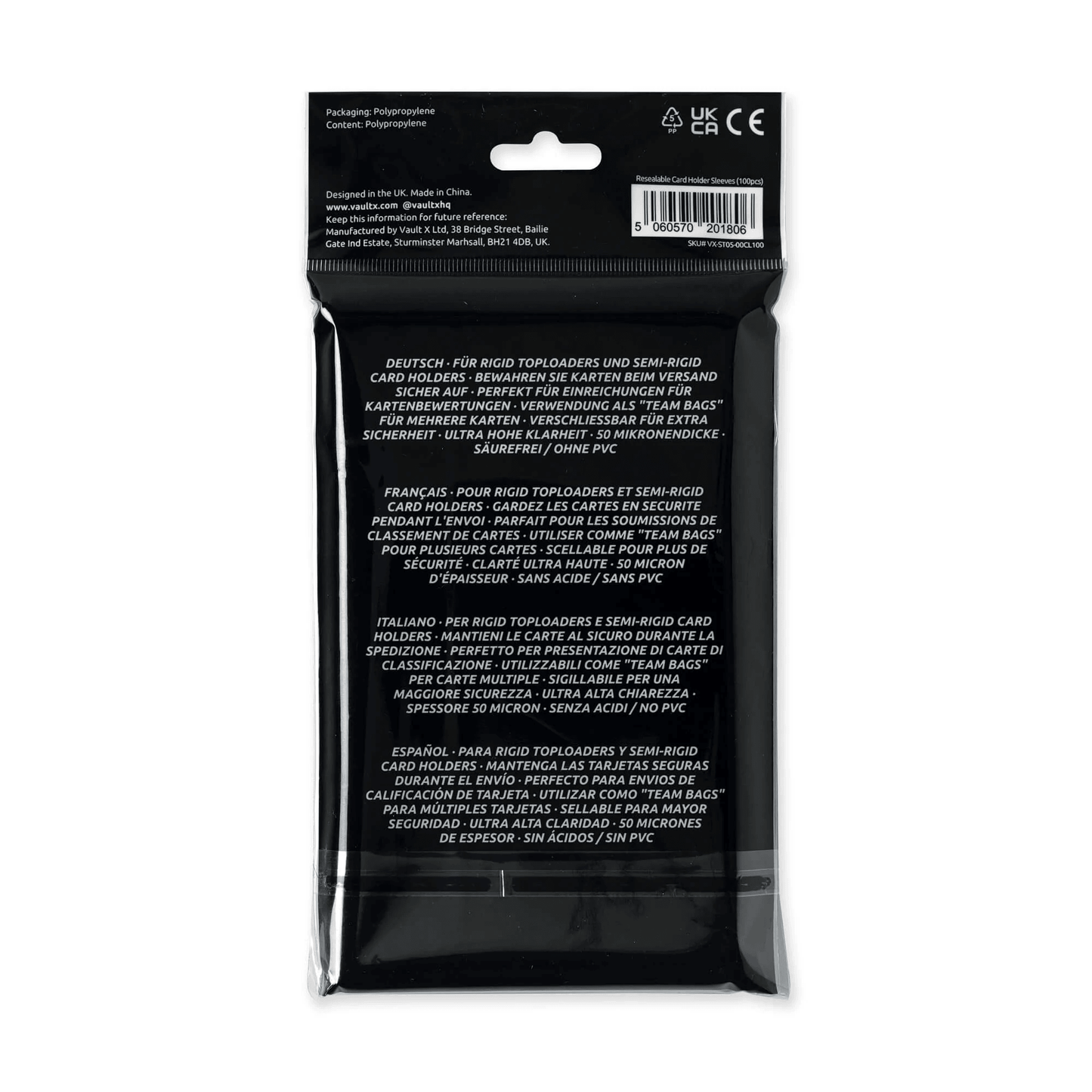 Vault X Card Holder Sleeves - Team Bags (100 Pack)