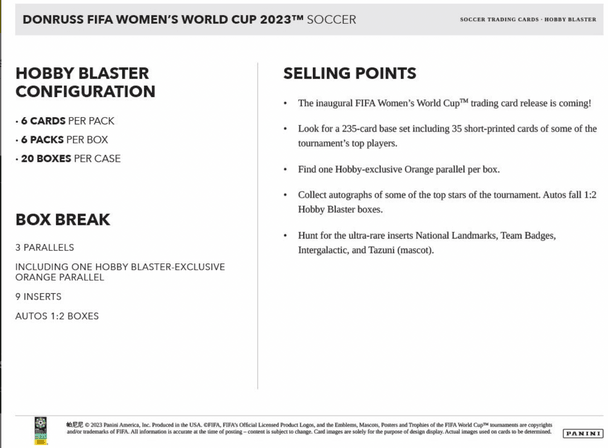 2023 Panini Donruss FIFA Women's World Cup Soccer Hobby Blaster Box