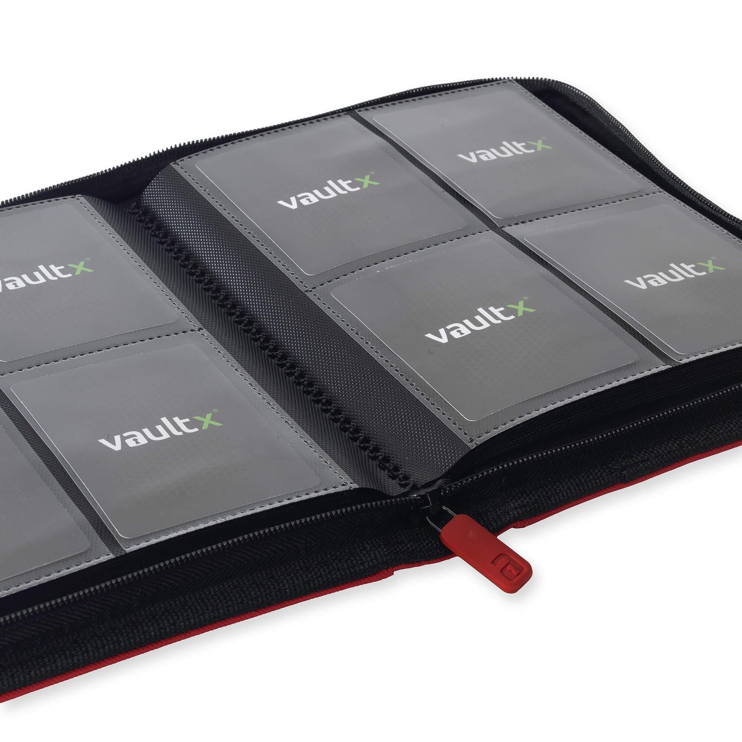 Vault X Premium Exo-Tec® 4 Pocket Zip Card Binder - Red