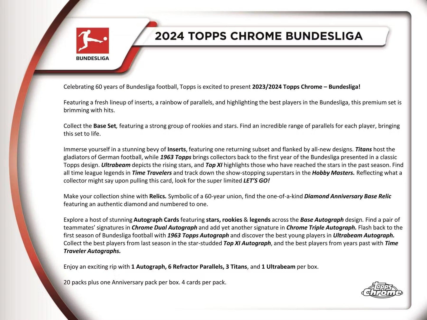 2023-2024 Topps Chrome Bundesliga Soccer Hobby Box