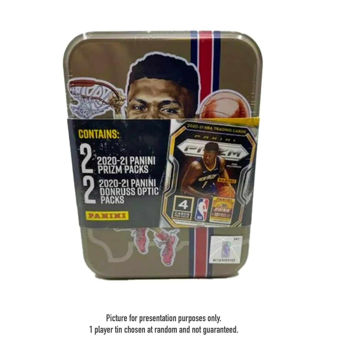 NBA Basketball Tin - 2 Packs Panini Prizm & 2 Packs Panini Donruss Optic Cards