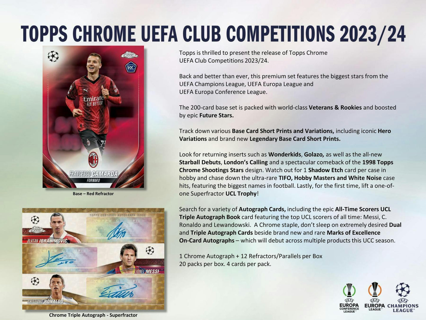 2023-24 Topps Chrome UEFA Club Competitions Football Soccer Hobby Box