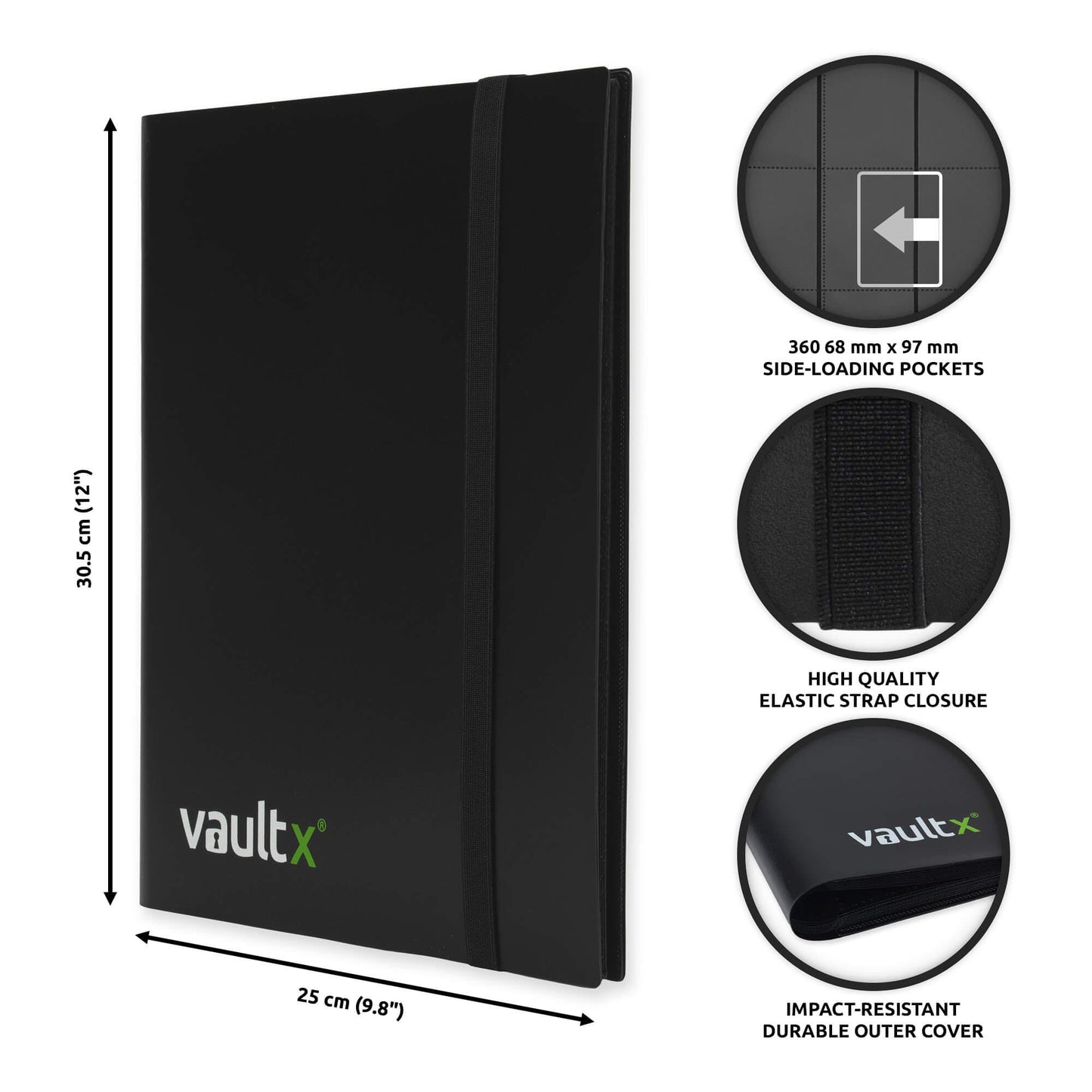 Vault X 9 Pocket Card Strap Binder - Black