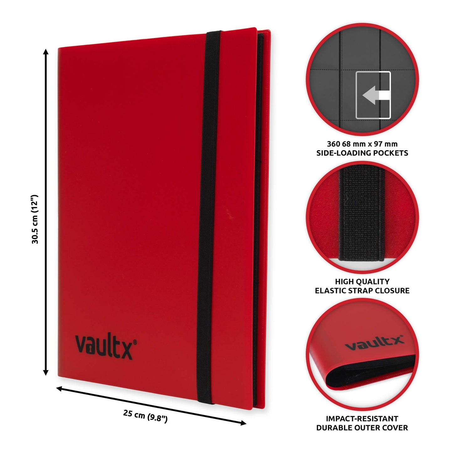 Vault X 9 Pocket Card Strap Binder - Red