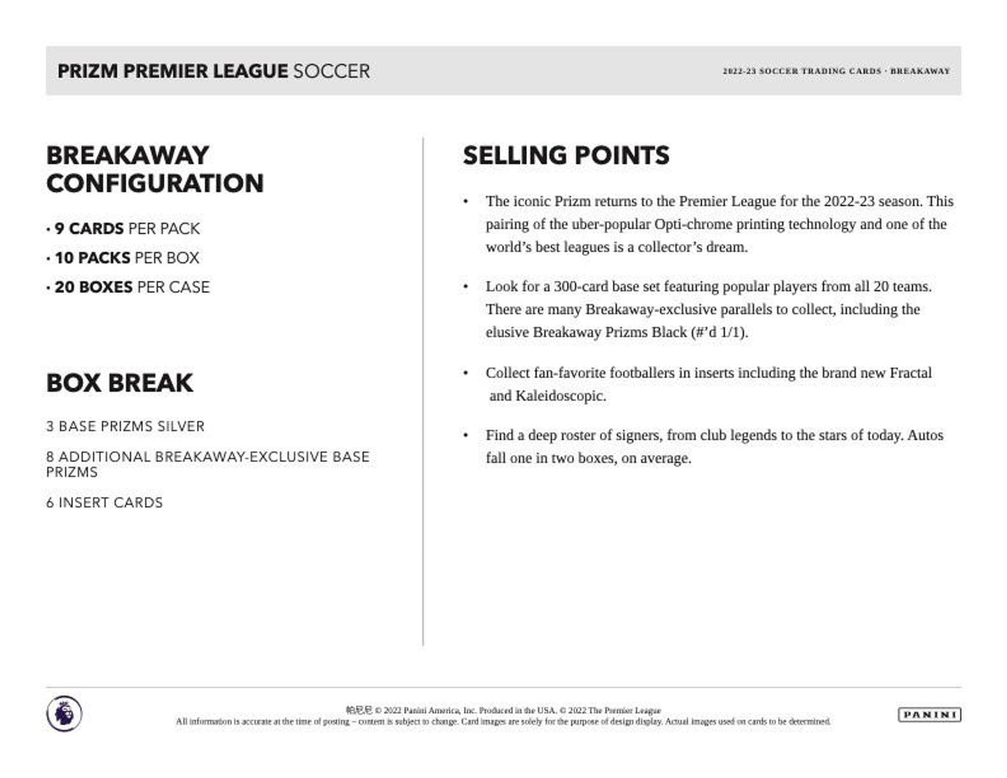 2022-23 Panini Prizm Premier League Hobby H2 Breakaway Soccer Box